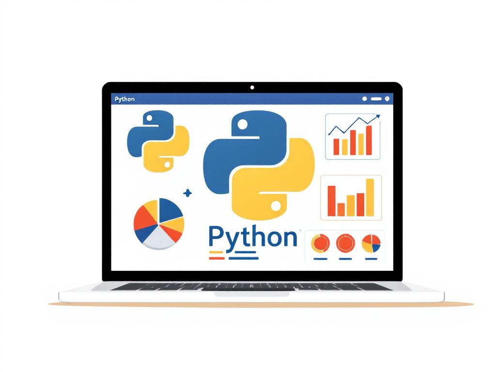 Laptop mit Python-Diagrammen für Datenanalyse und Kennzahlen